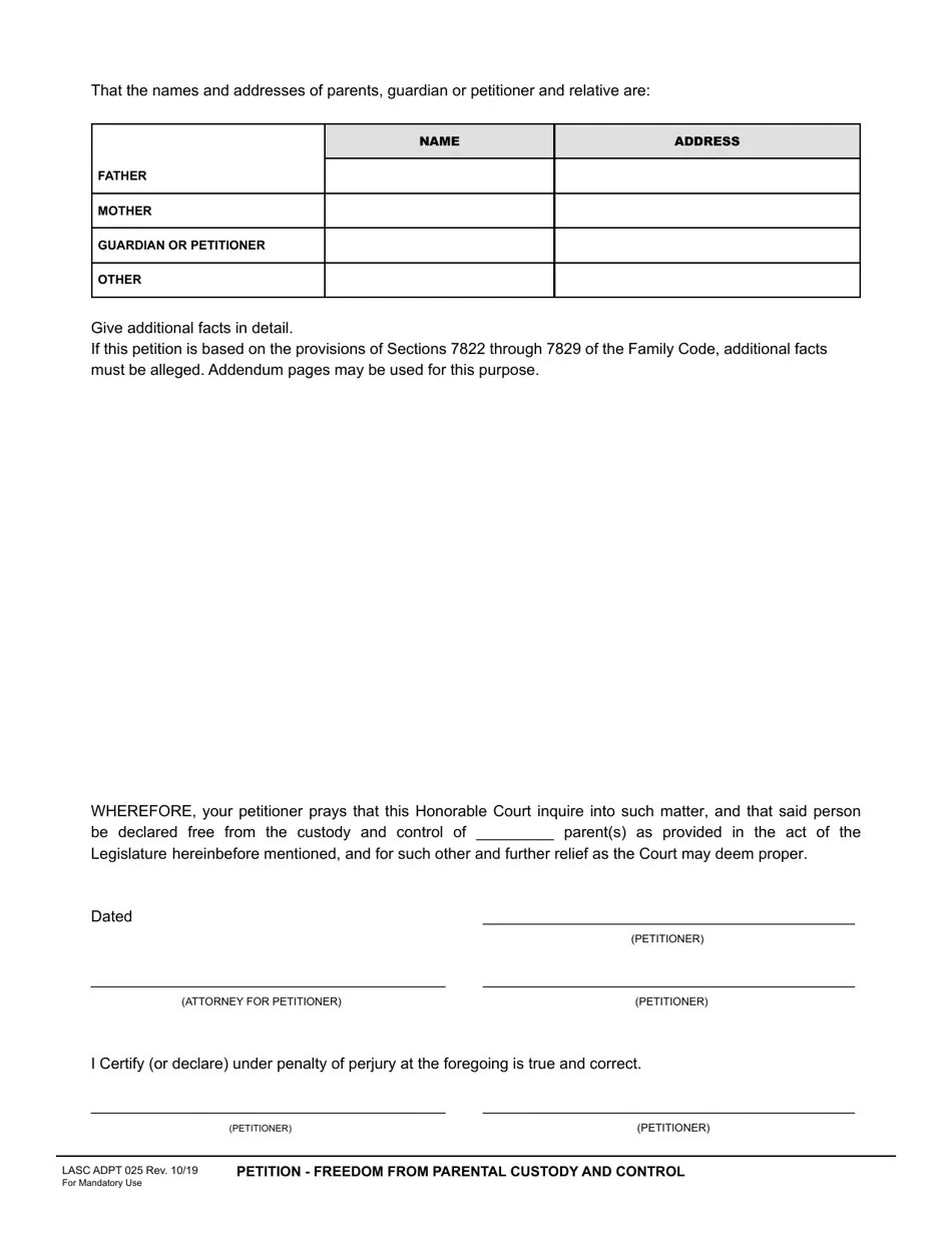 Form LASC ADPT025 Fill Out, Sign Online and Download Fillable PDF