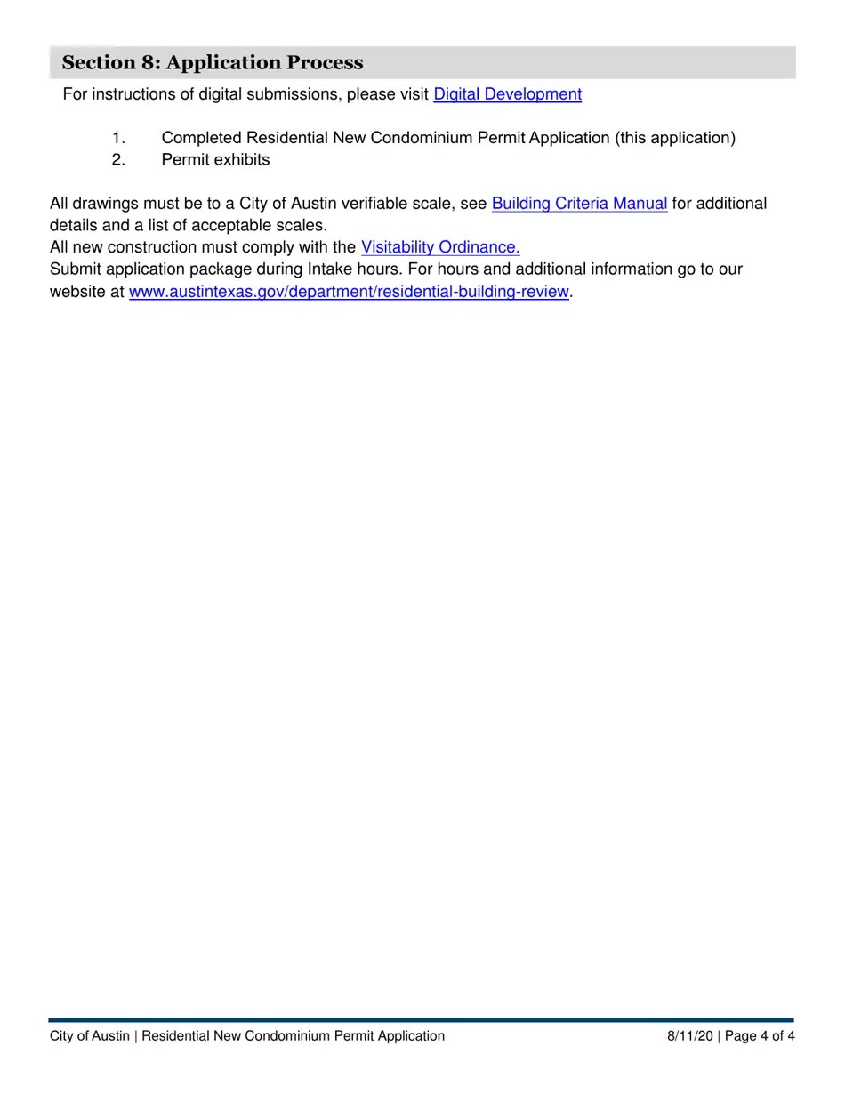 City of Austin, Texas Residential New Condominium Permit Application