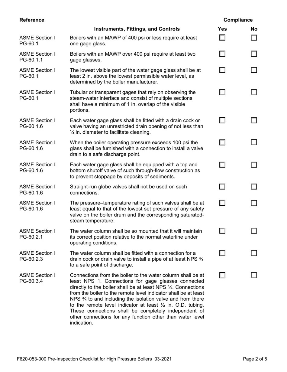 Form F620053000 Download Fillable PDF or Fill Online Preinspection Checklist for High