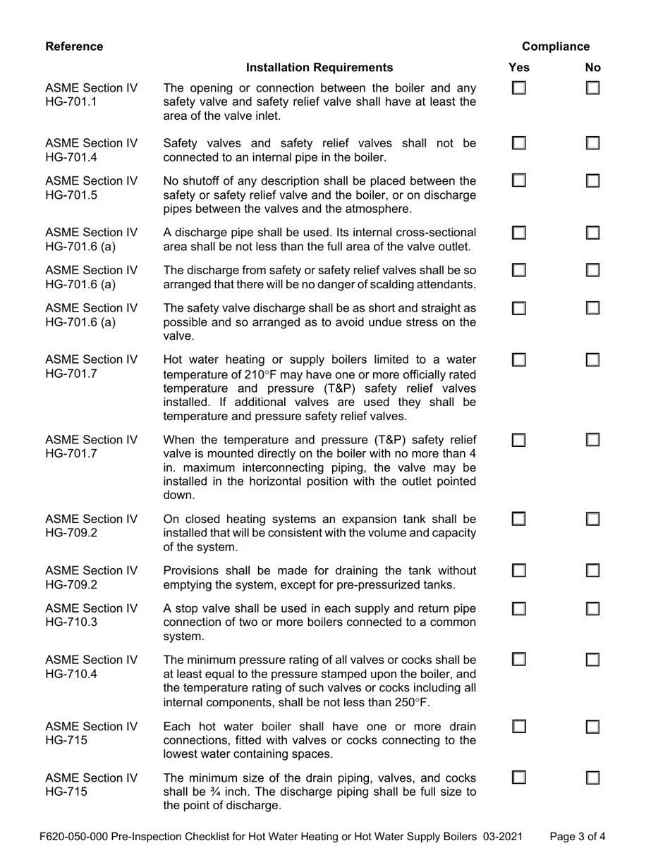 Form F620050000 Download Fillable PDF or Fill Online Preinspection Checklist for Hot Water