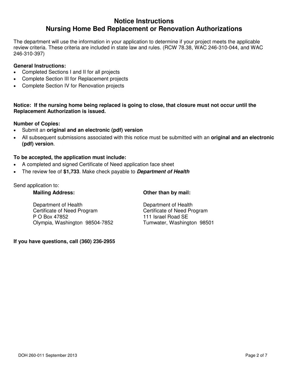 DOH Form 260011 Fill Out, Sign Online and Download Printable PDF, Washington Templateroller