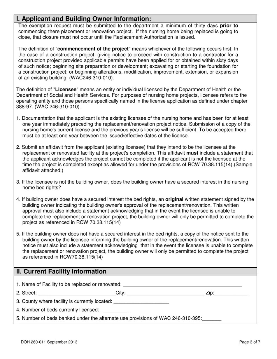 DOH Form 260011 Fill Out, Sign Online and Download Printable PDF, Washington Templateroller
