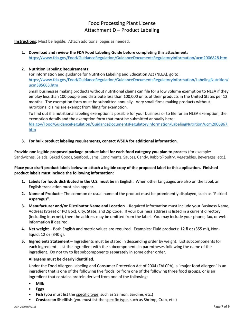 Form AGR2090 Fill Out, Sign Online and Download Fillable PDF