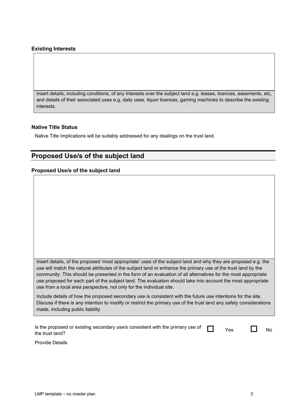 Queensland Australia Land Management Plan Template (No Master Plan) Fill Out, Sign Online and