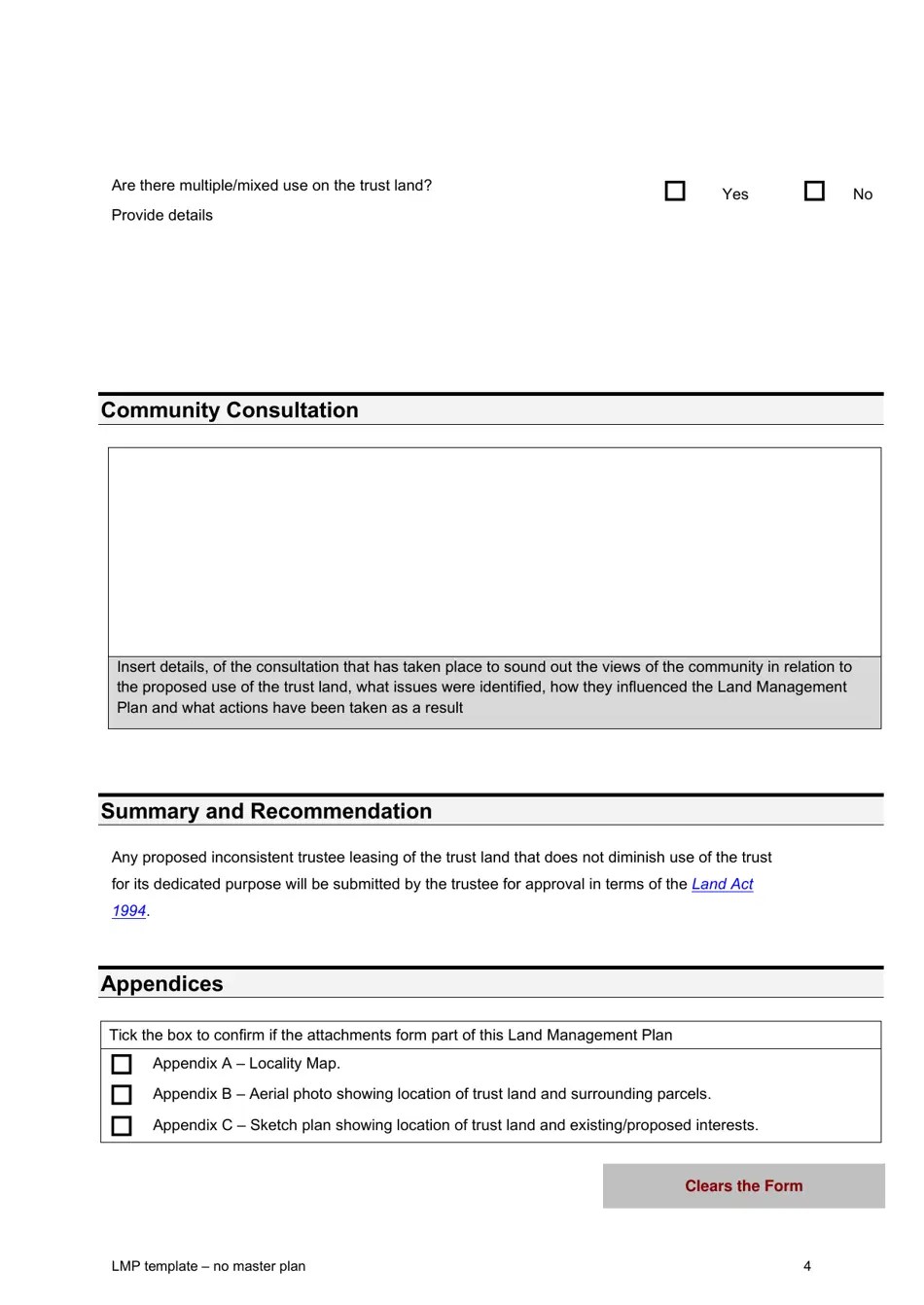 Queensland Australia Land Management Plan Template (No Master Plan) Fill Out, Sign Online and