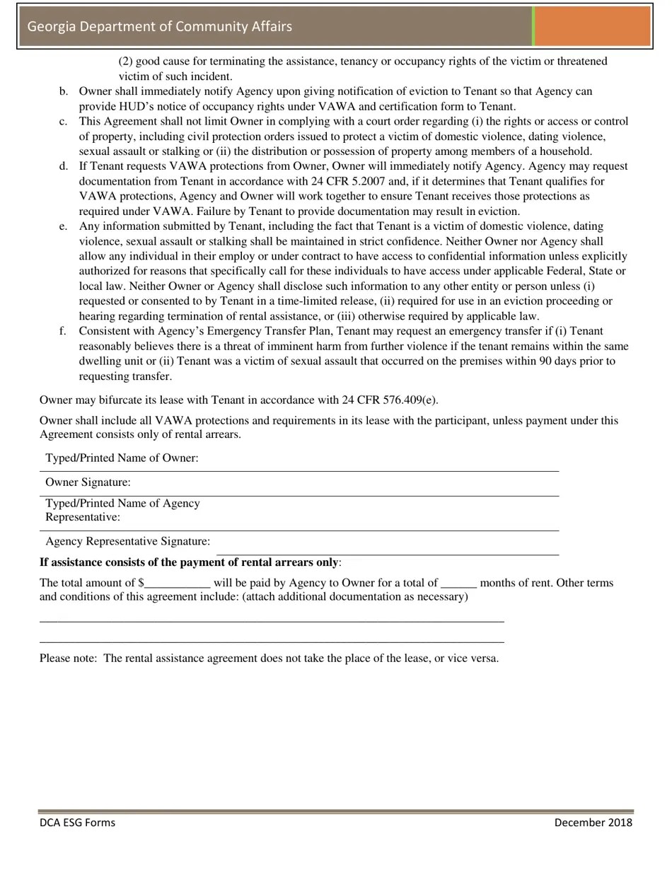 (United States) Emergency Solutions Grant (Esg) Rental