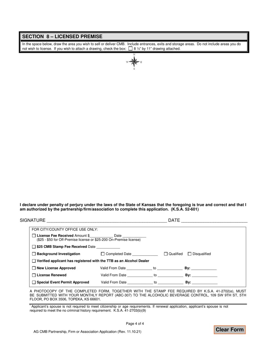 Kansas Partnership, Firm or Association Application for License to Sell
