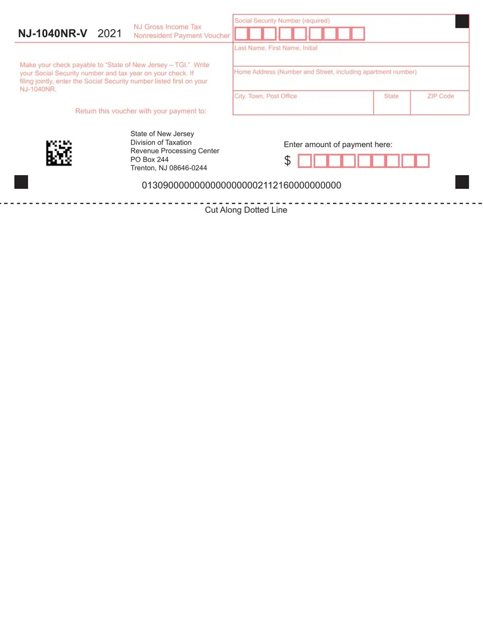 Form NJ1040NRV 2021 Fill Out, Sign Online and Download Fillable