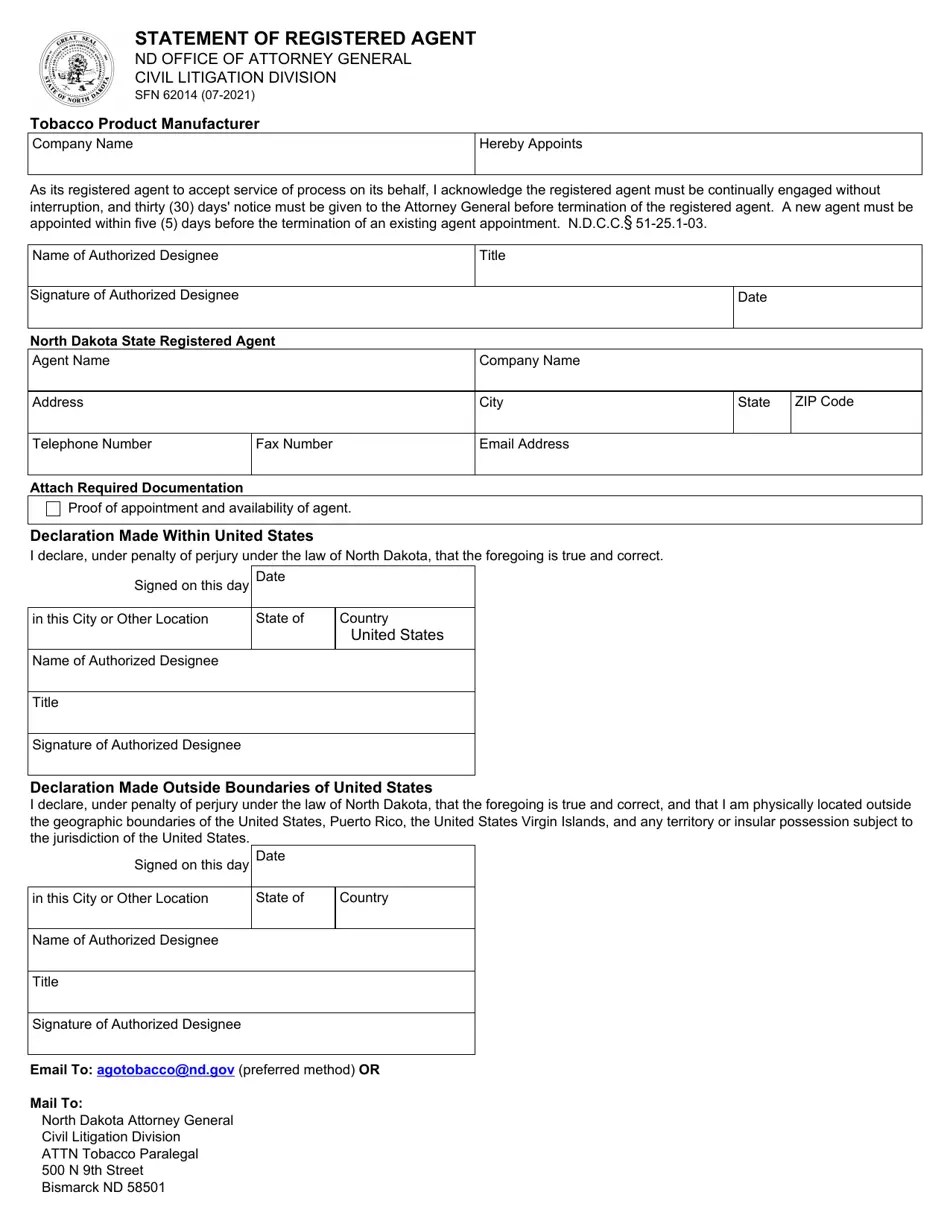 Form SFN62014 Fill Out, Sign Online and Download Fillable PDF, North