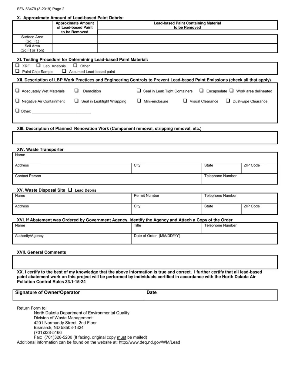 Form SFN53479 Download Printable PDF or Fill Online LeadBased Paint