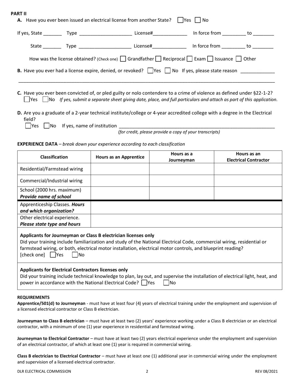 South Dakota Electrician License Application Download Printable PDF