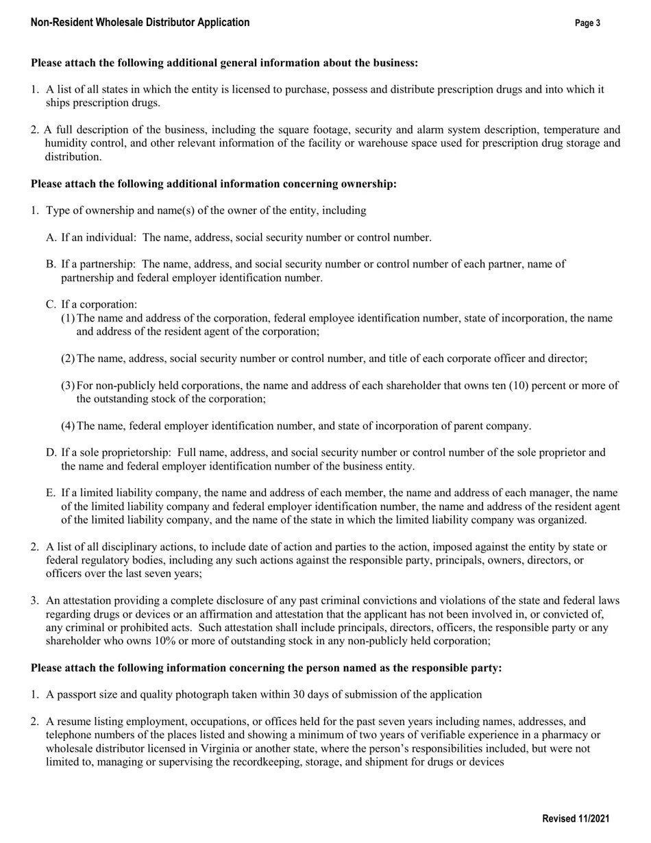 Virginia Application for a Nonresident Wholesale Distributor