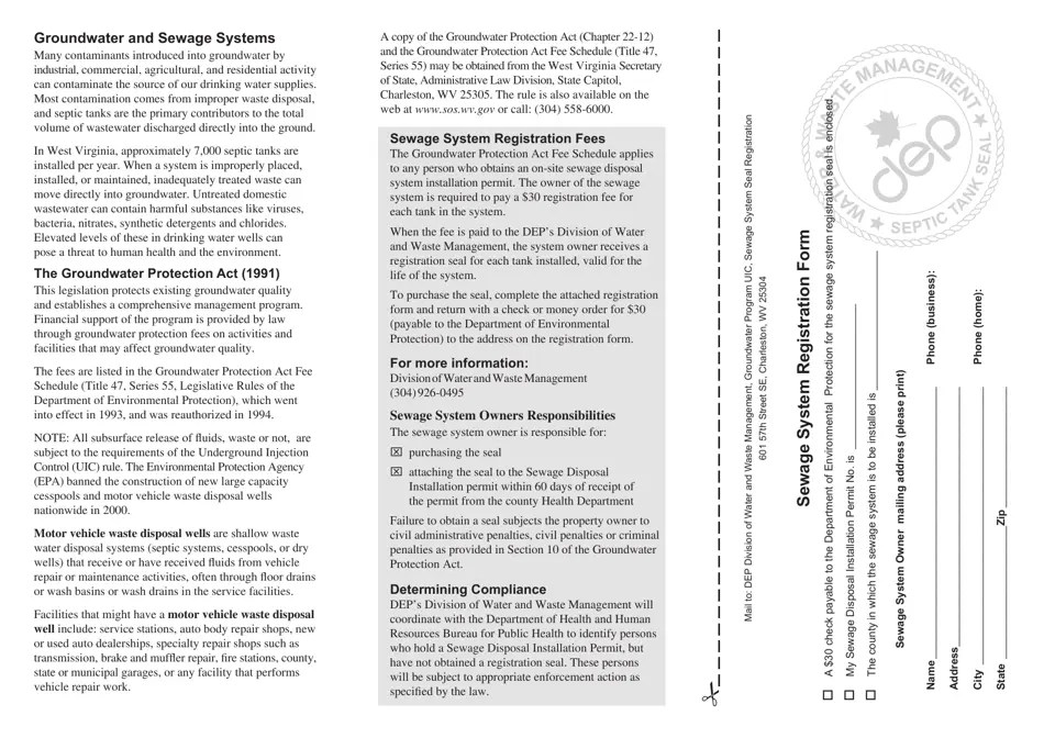 West Virginia Sewage System Registration Form Fill Out, Sign Online