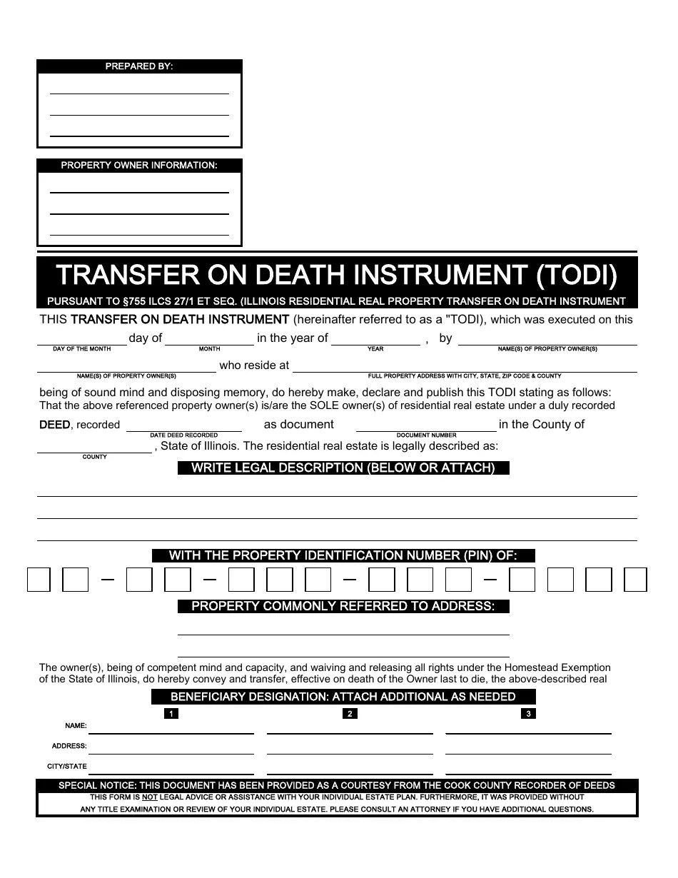 Transfer on Death Instrument Form - Fill Out, Sign Online and Download
