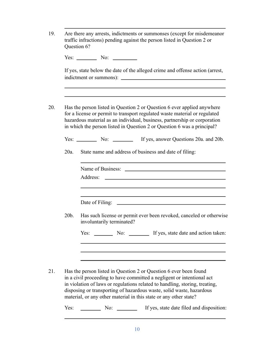 West Virginia Background Investigation Disclosure Statement Application