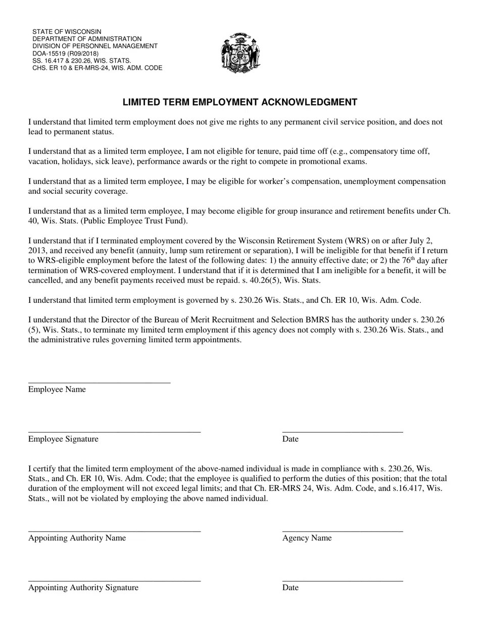 Form DOA15519 Fill Out, Sign Online and Download Fillable PDF