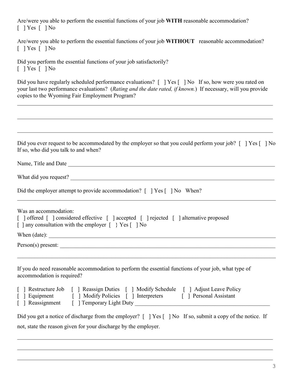 Wyoming Americans With Disabilities Act (Ada) Intake Questionnaire
