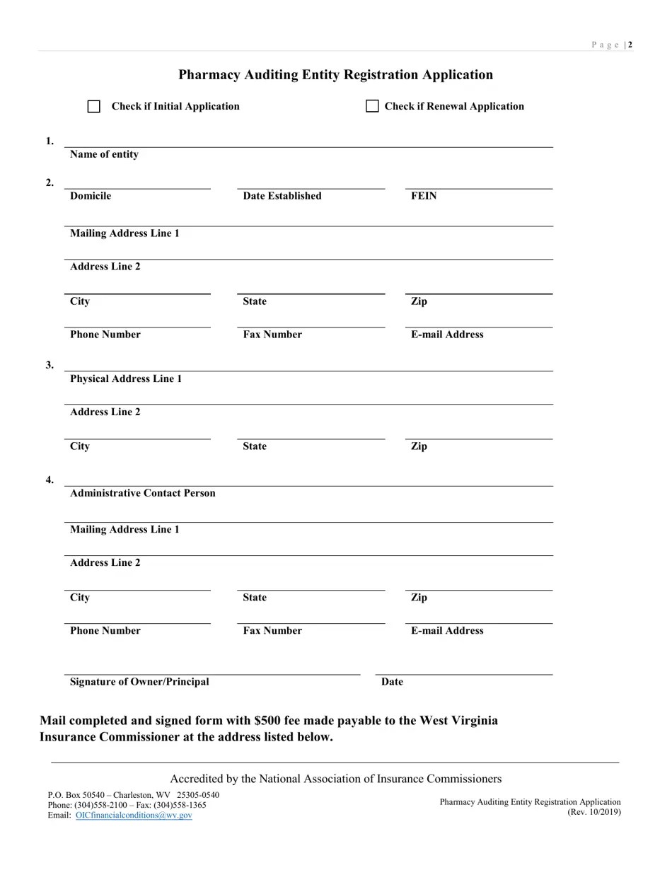 West Virginia Pharmacy Auditing Entity Registration Application Fill Out, Sign Online and
