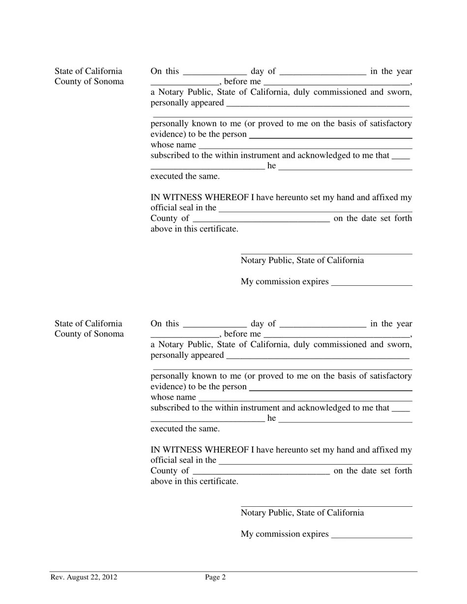 City of Petaluma, California Notice of Lot Line Adjustment of Parcels