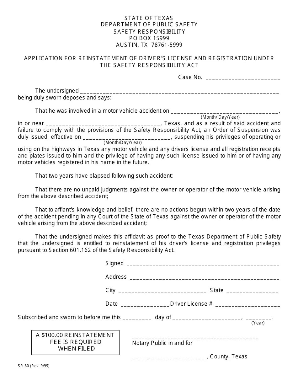 Form SR60 Fill Out, Sign Online and Download Printable PDF, Texas Templateroller