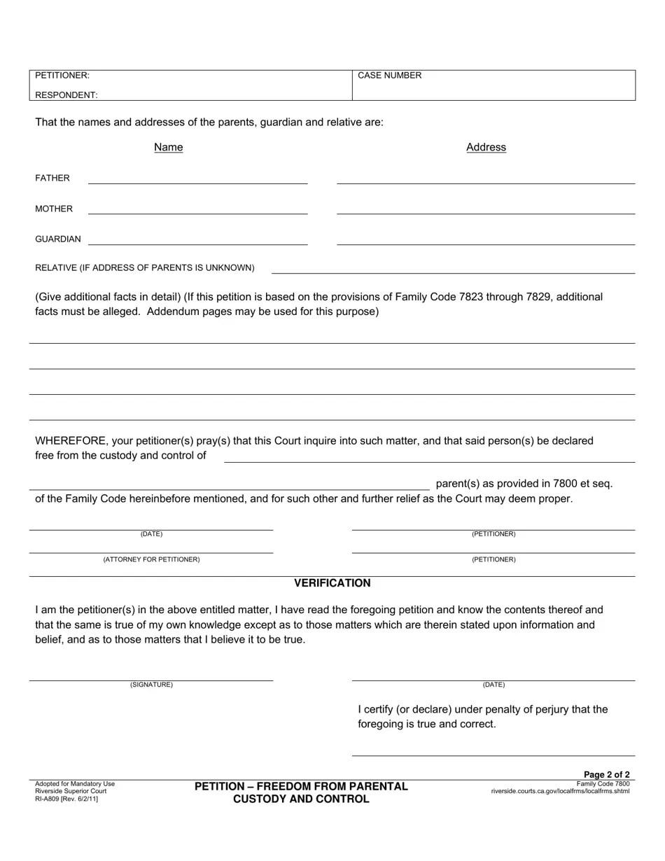 Form RIA809 Fill Out, Sign Online and Download Fillable PDF, County