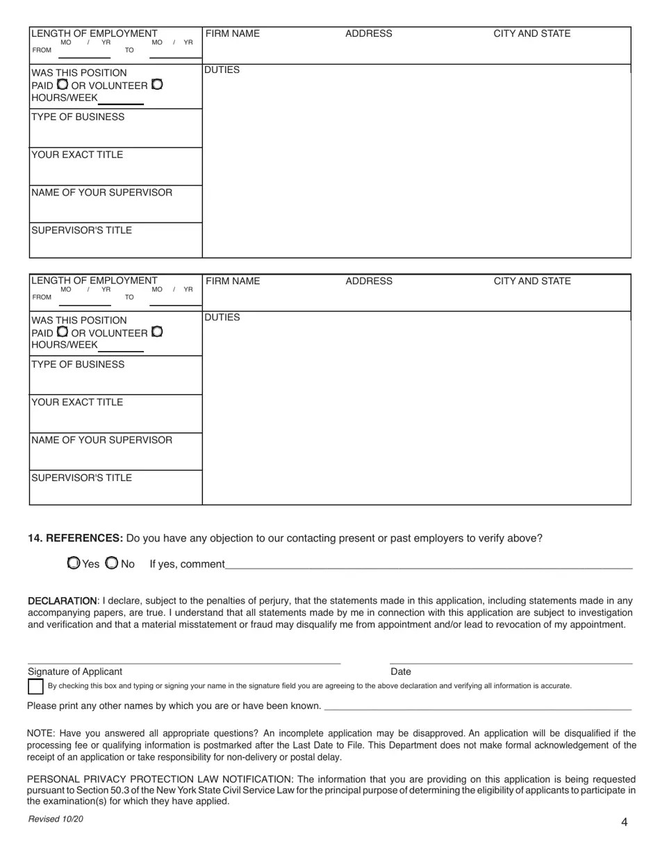 Broome County, New York Civil Service Examination Application Fill