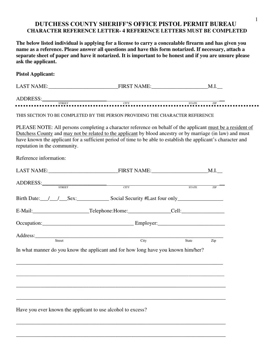 Dutchess County, New York Dcso Pistol Permit Application Fill Out