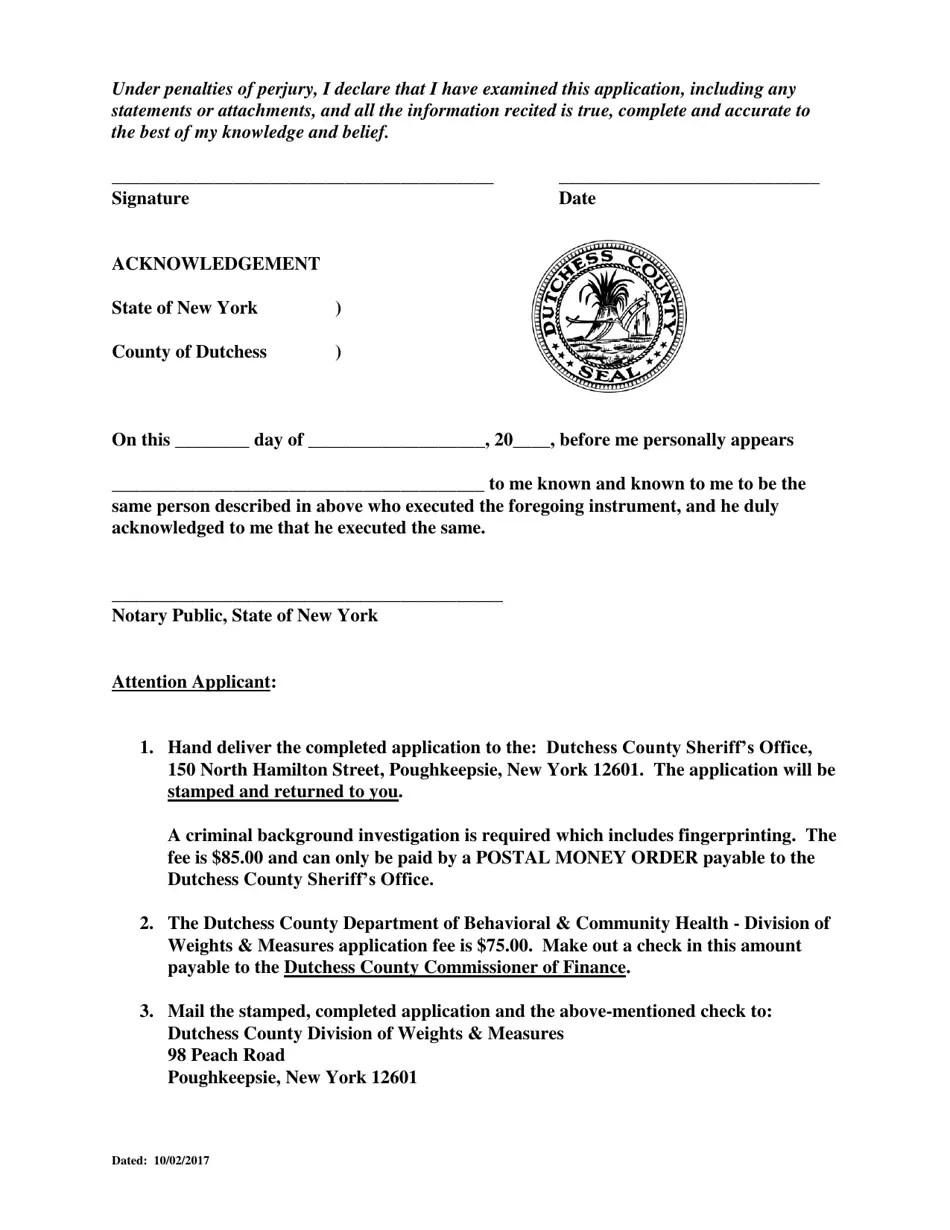 Dutchess County, New York Application for Precious Metal License Fill Out, Sign Online and