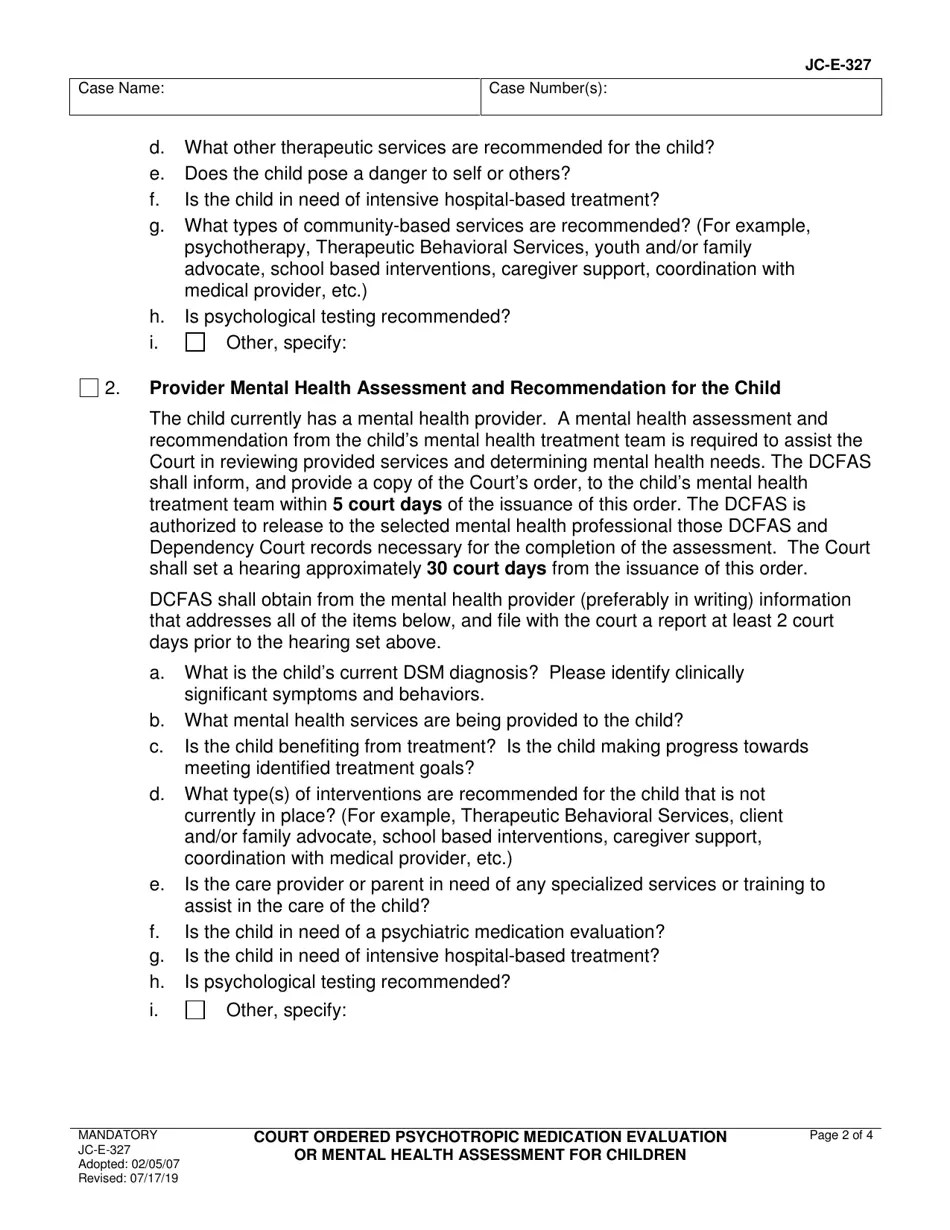 Form JC\E327 Fill Out, Sign Online and Download Fillable PDF, County