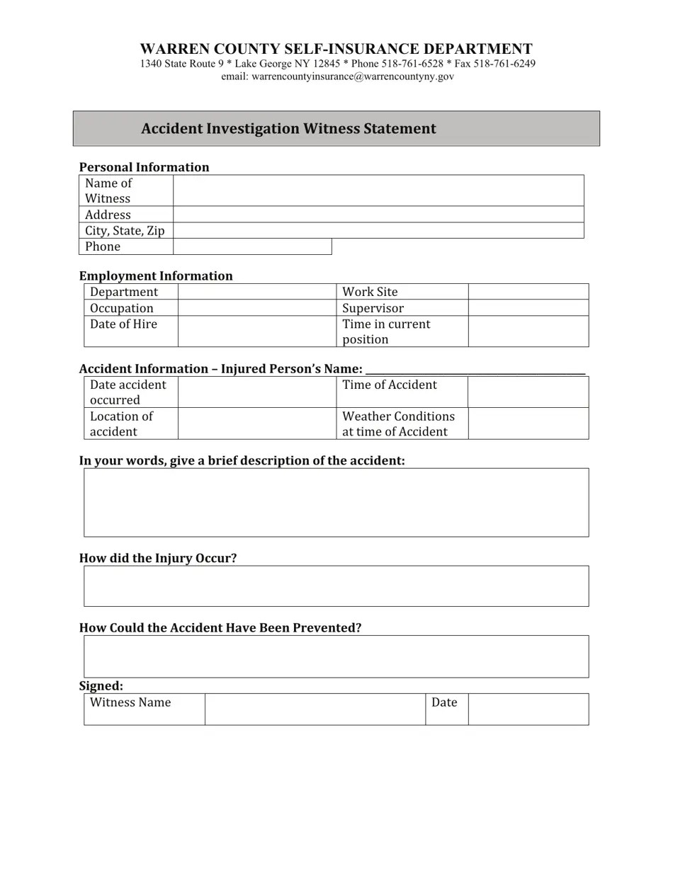 Warren County, New York Property Loss Report Fill Out, Sign Online