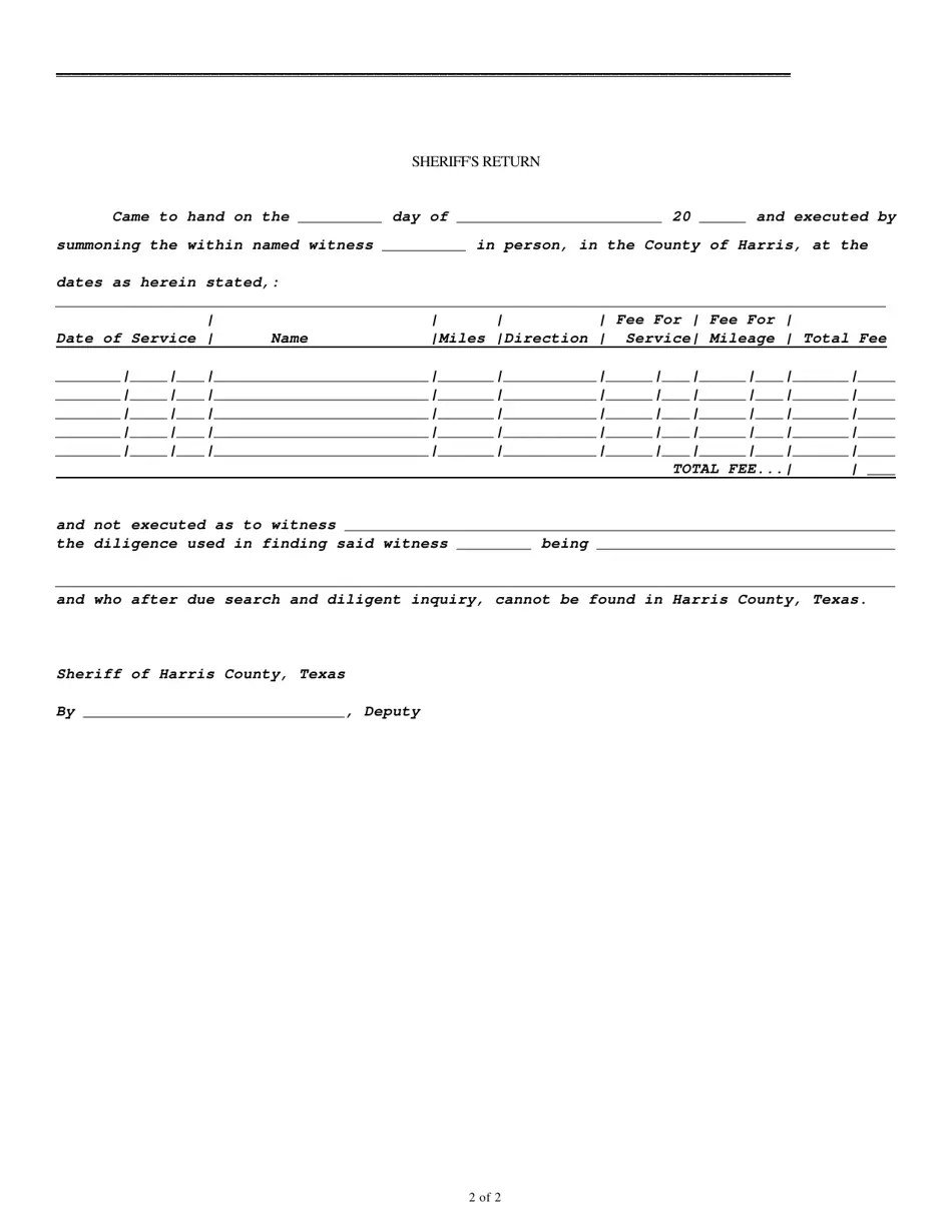 Harris County, Texas Subpoena (Criminal) Download Fillable PDF