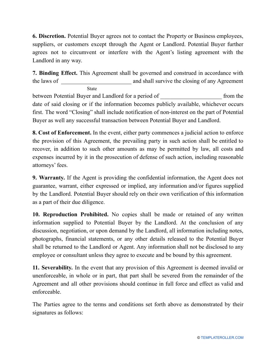 Real Estate Nondisclosure Agreement Template Fill Out, Sign Online