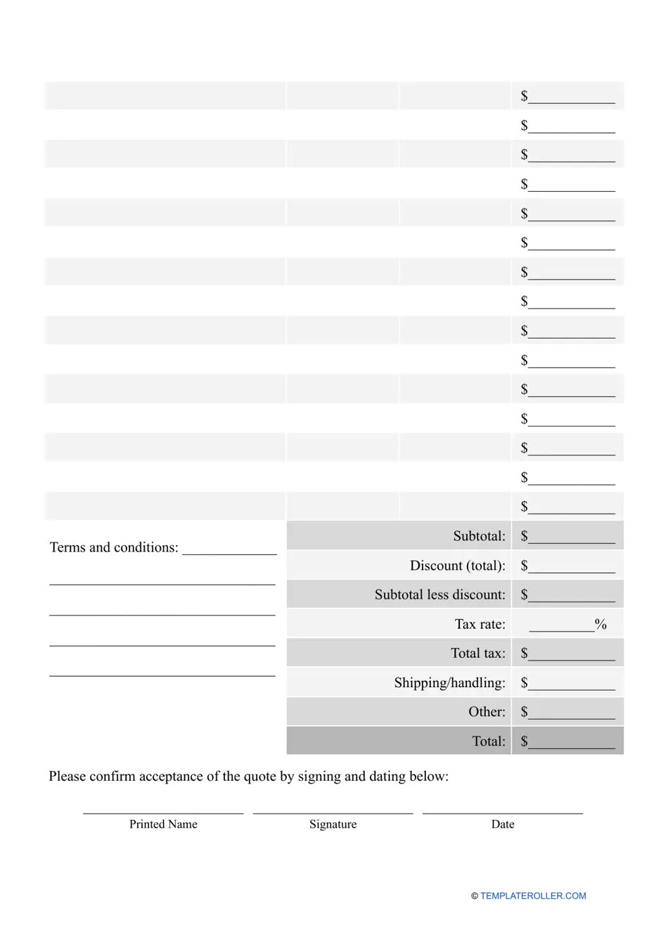 Service Quote Template Fill Out, Sign Online and Download PDF