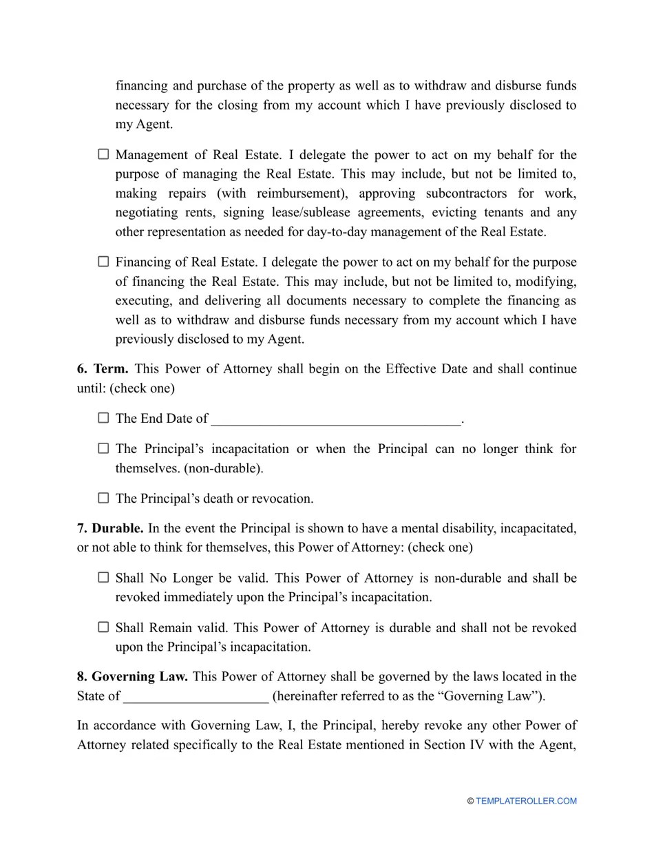 California Real Estate Power of Attorney Template Fill Out, Sign