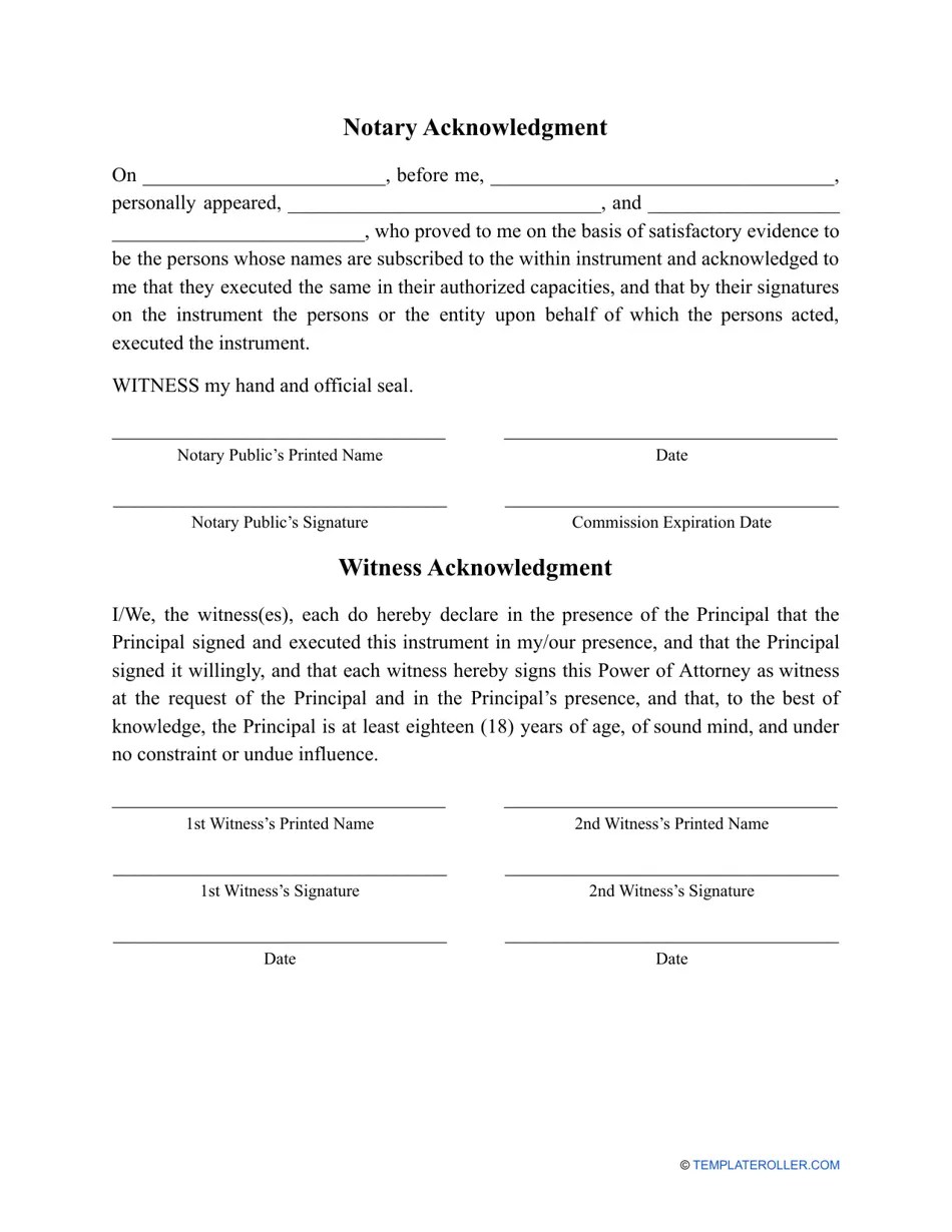 North Dakota Real Estate Power of Attorney Template Fill Out, Sign