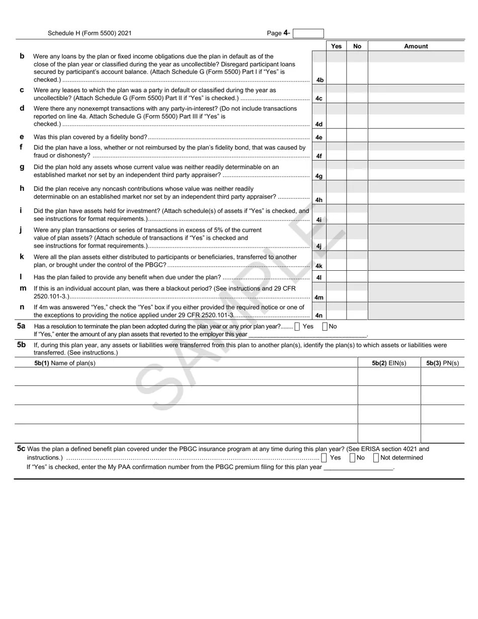 Form 5500 Schedule H 2021 Fill Out, Sign Online and Download