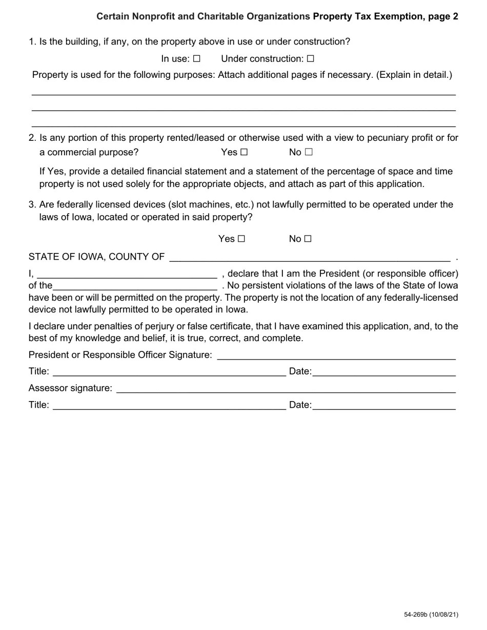 Form 54269 Fill Out, Sign Online and Download Fillable PDF, Iowa Templateroller