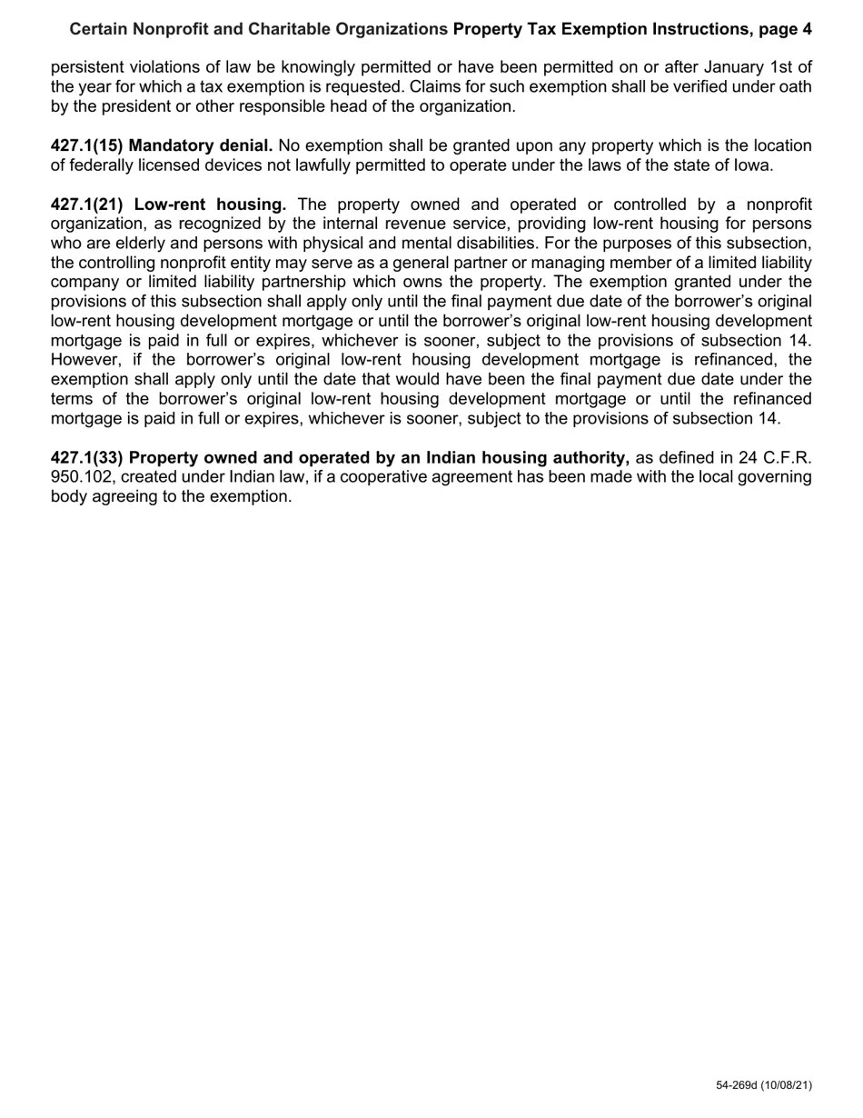 Form 54269 Fill Out, Sign Online and Download Fillable PDF, Iowa Templateroller