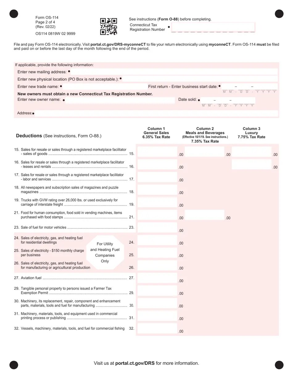 Form OS114 Download Printable PDF or Fill Online Connecticut Sales and
