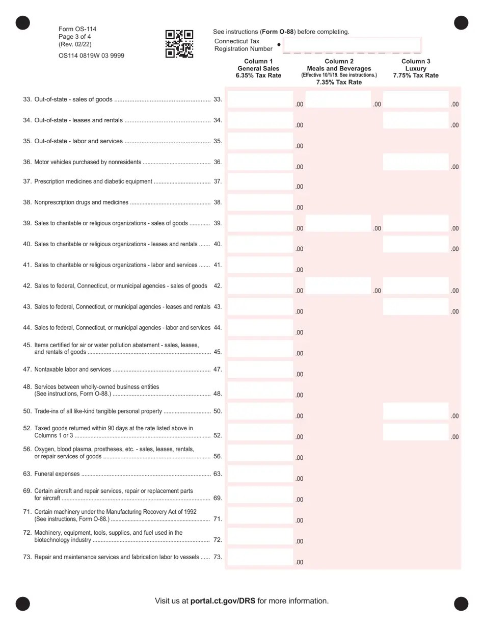 Form OS114 Download Printable PDF or Fill Online Connecticut Sales and