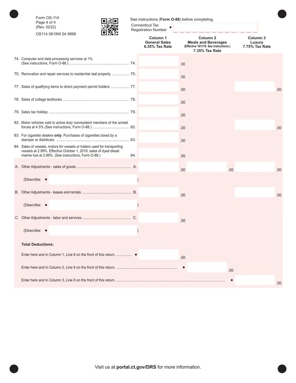 Form OS114 Download Printable PDF or Fill Online Connecticut Sales and