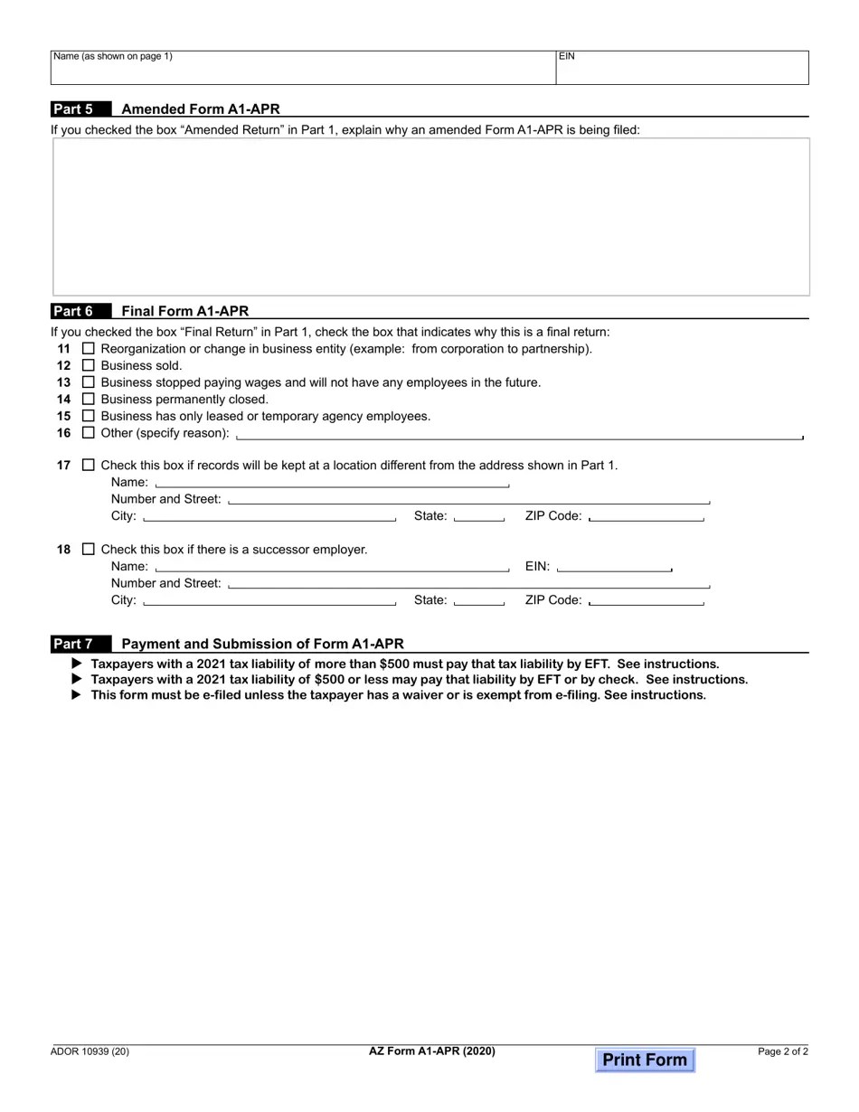 Arizona Form A1APR (ADOR10939) 2021 Fill Out, Sign Online and
