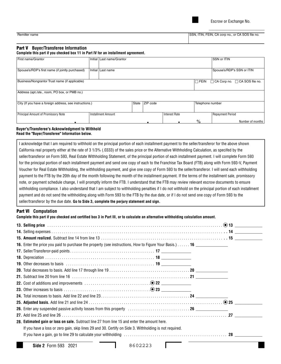 Form 593 Download Fillable PDF or Fill Online Real Estate Withholding