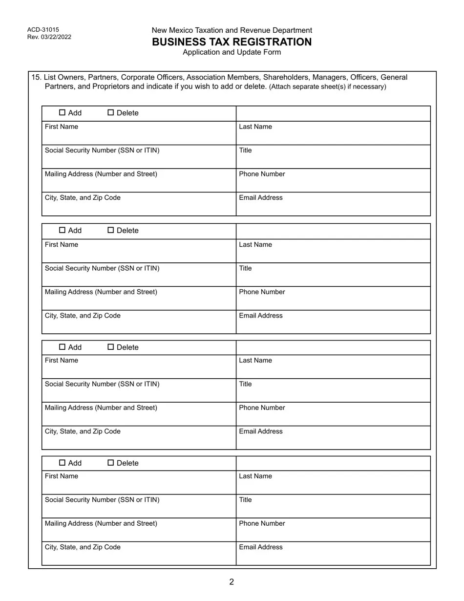 Form ACD31015 Download Fillable PDF or Fill Online Business Tax