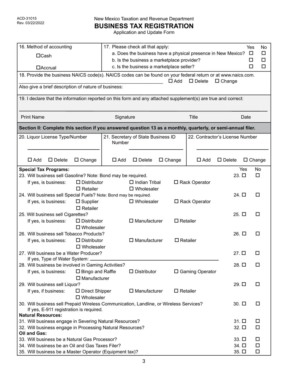 Form ACD31015 Download Fillable PDF or Fill Online Business Tax