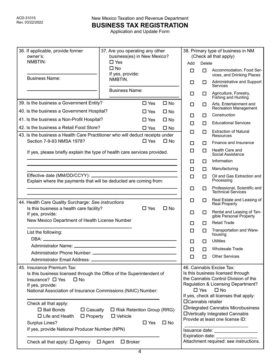 Form ACD31015 Download Fillable PDF or Fill Online Business Tax
