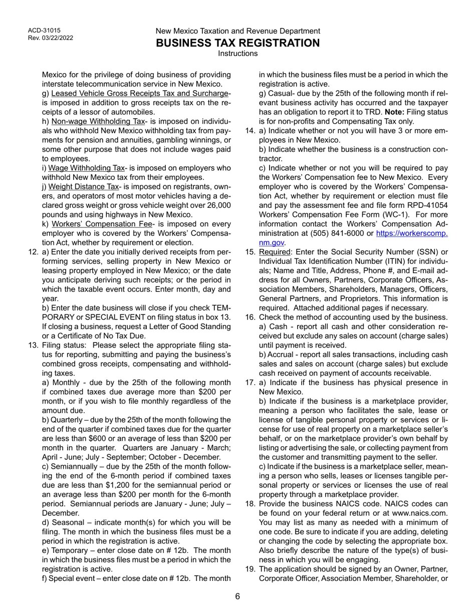 Form ACD31015 Download Fillable PDF or Fill Online Business Tax