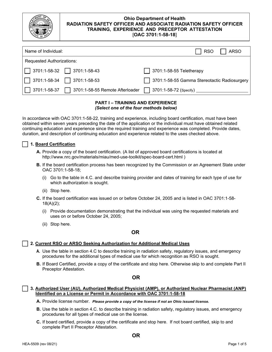 Form HEA5509 Fill Out, Sign Online and Download Fillable PDF, Ohio