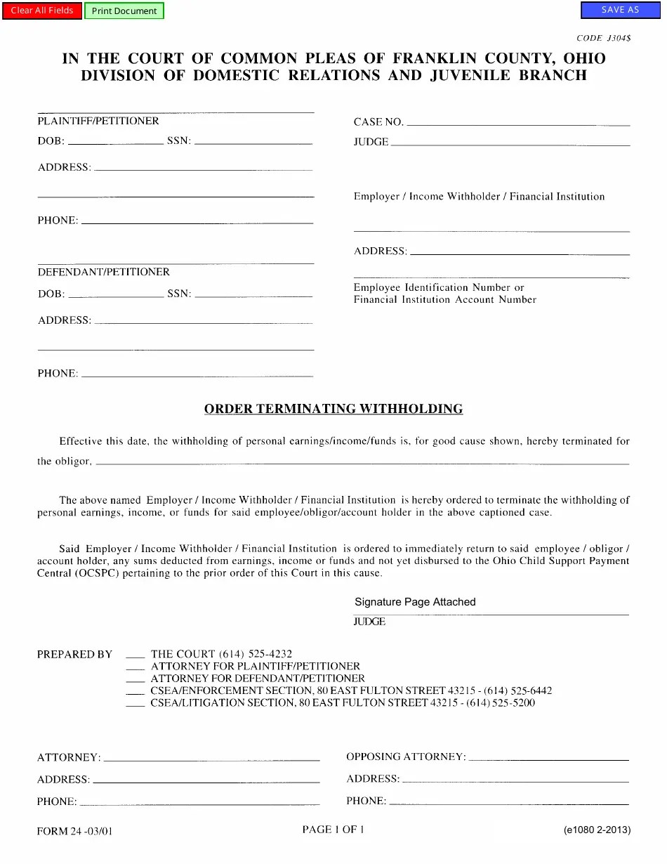Form 24 (E1080) Fill Out, Sign Online and Download Fillable PDF