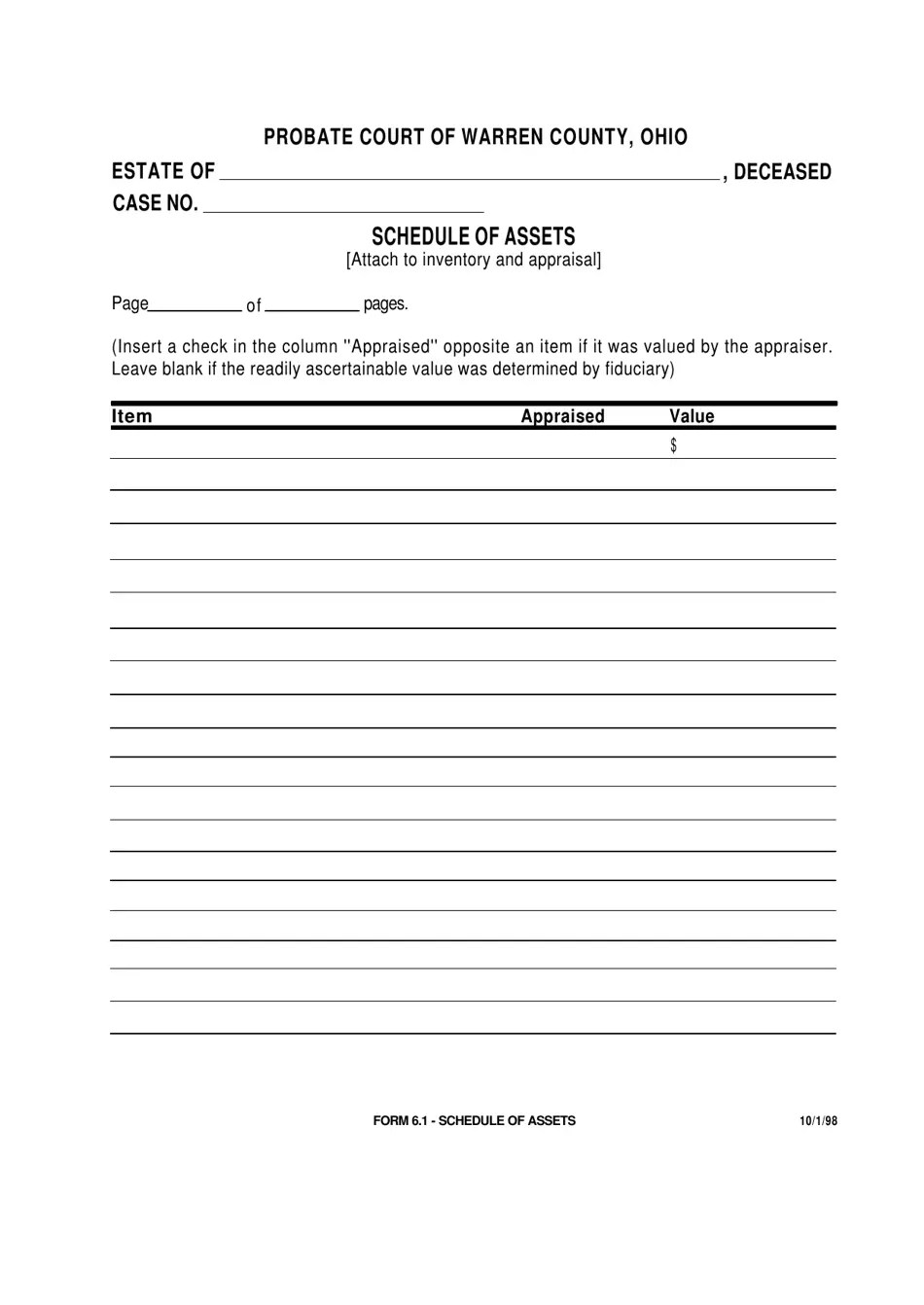 Form 6.1 Fill Out, Sign Online and Download Fillable PDF, Warren County, Ohio Templateroller